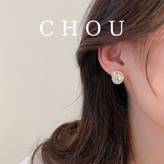 Bông Tai Oval Đính Đá | CHOU ACCESSORIES |
