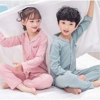 Bộ quần áo thu đông dài tay cho bé gái bé trai Pijama lụa đũi