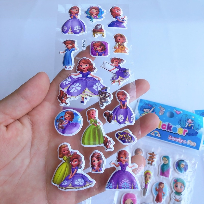 1 tờ dán stiker nổi hình hoạt hình tờ bé siêu dày