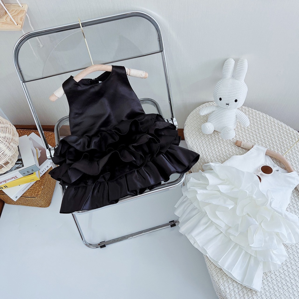 Đầm váy dự tiệc gấm tacta bồng bềnh cho bé gái 9-20kg