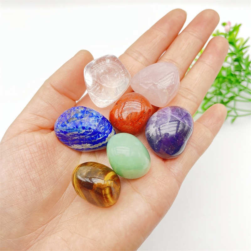 Sét 7 viên đá chakra tự nhiên mang năng lượng tích cực kèm túi màu ngẫu nhiên