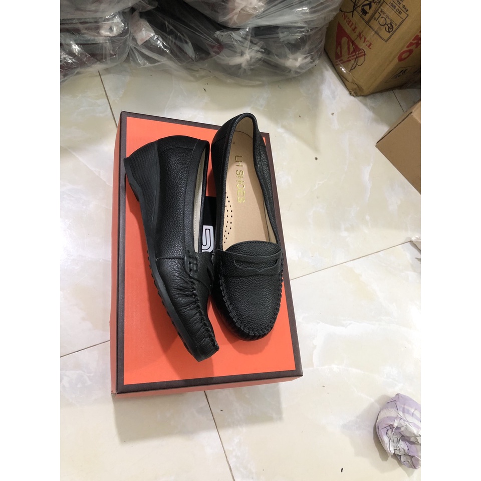 Giày đế xuồng nữ 3p da bò mềm êm chân mũi tròn dễ mang êm chân