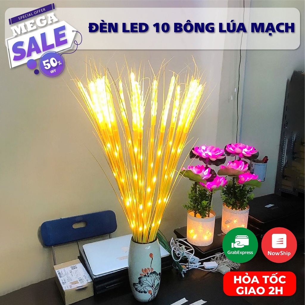 Combo 10 đèn led bông lúa mạch thần tài bông lúa vàng đèn trang trí bàn thờ trang trí tết 2023