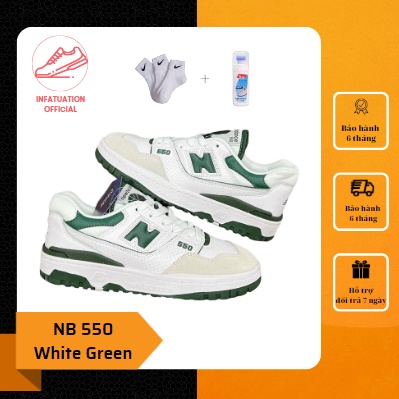 Giày Thể Thao Sneaker NB New Balance 550 White Green Xanh Lá Cổ Thấp Nam Nữ Đủ Size Cao Cấp Full Box