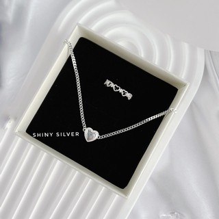 Lắc tay bạc 925 Shiny Silver lắc bạc thật sợi xích charm trái tim LT10