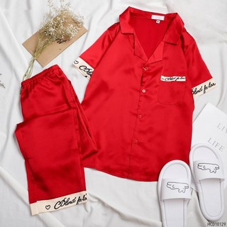 [Bộ Ngủ Lụa Cộc Dài]-Pijama Chữ Ký- Chất Dầy Dặn
