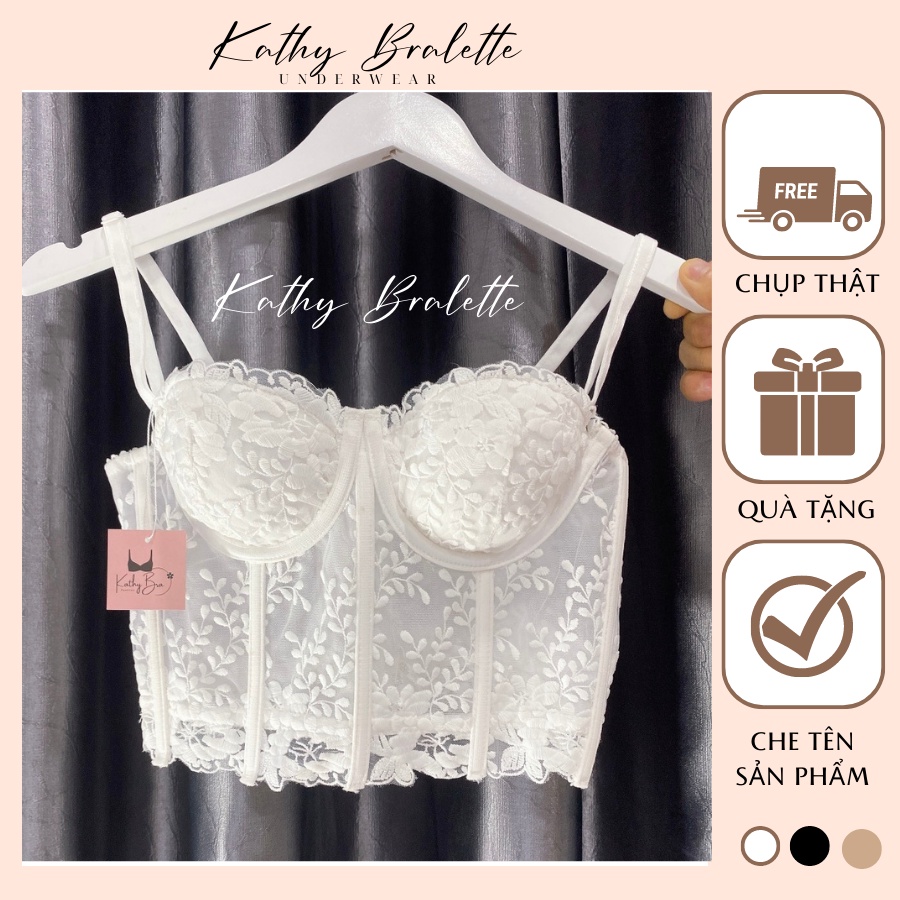 H06 Áo Kiểu Corset Kiểu Dáng Coptop Áo Lót Bra Ren Hoa Thêu Cao Cấp Thiết Kế Bralette Đệm Vừa Siêu Xinh