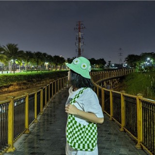 Nón len hoa nổi 3D ô vuông
