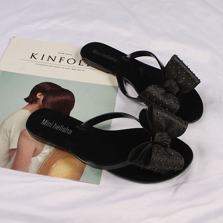 Dép Xỏ Ngón Đế Bằng Chống Trượt Đính Nơ Pha Lê Thời Trang Mùa Hè 2021 Dành Cho Bạn Nữ