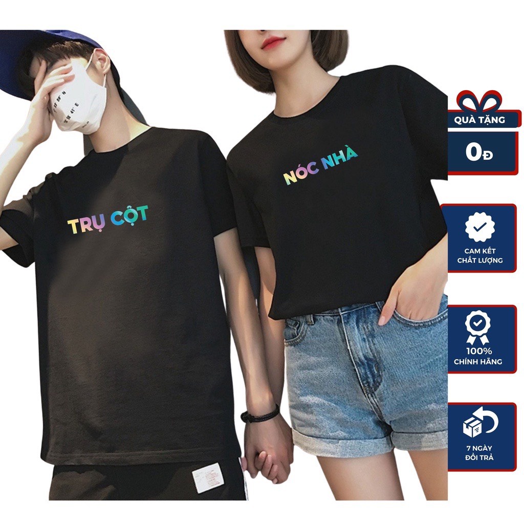 Áo đôi nam nữ, áo cặp đồ đôi nam nữ in hình trụ cột nóc nhà phong cách trẻ trung-PINK