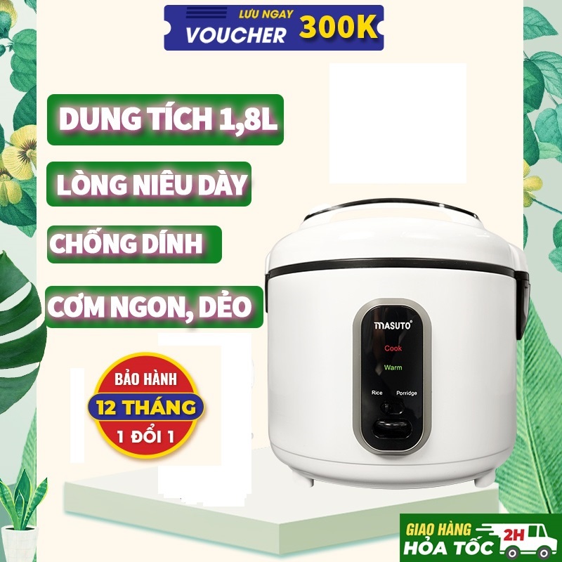 Nồi cơm điện lòng niêu Masuto 1,8L nấu ngon vị truyền thống