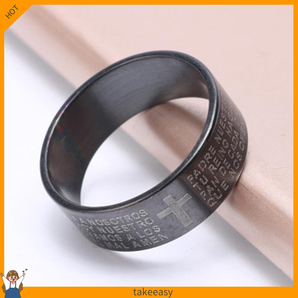 Nhẫn đeo tay bằng thép titan họa tiết chữ thập thời trang cho cặp đôi