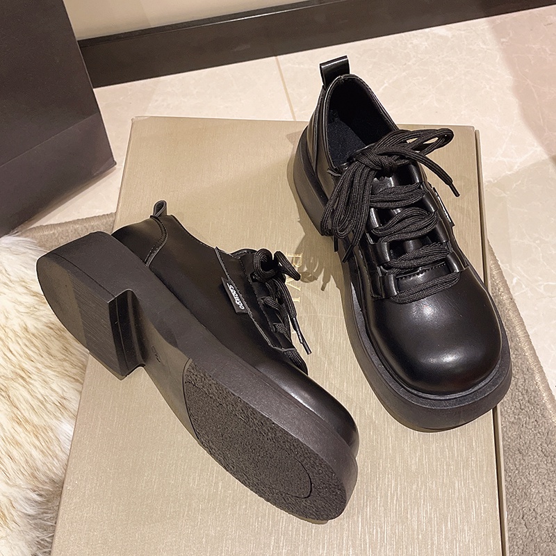 Giày Da Đế Dày Buộc Dây Phong Cách Anh Quốc Cổ Điển