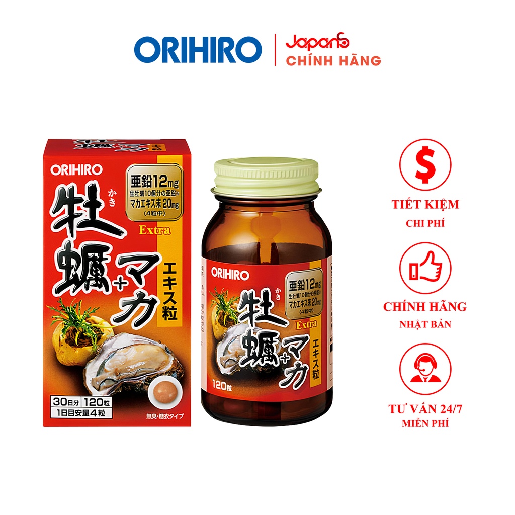 Viên uống tinh chất hàu tươi Maca x2 tăng cường sinh lý nam giới Orihiro Nhật Bản 120 viên