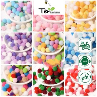 Phụ kiện tiểu cảnh terrarium mini QUẢ BÔNG POM POM trang trí Noel, Giáng sinh- Phụ kiện trang trí mô hình tiểu cảnh