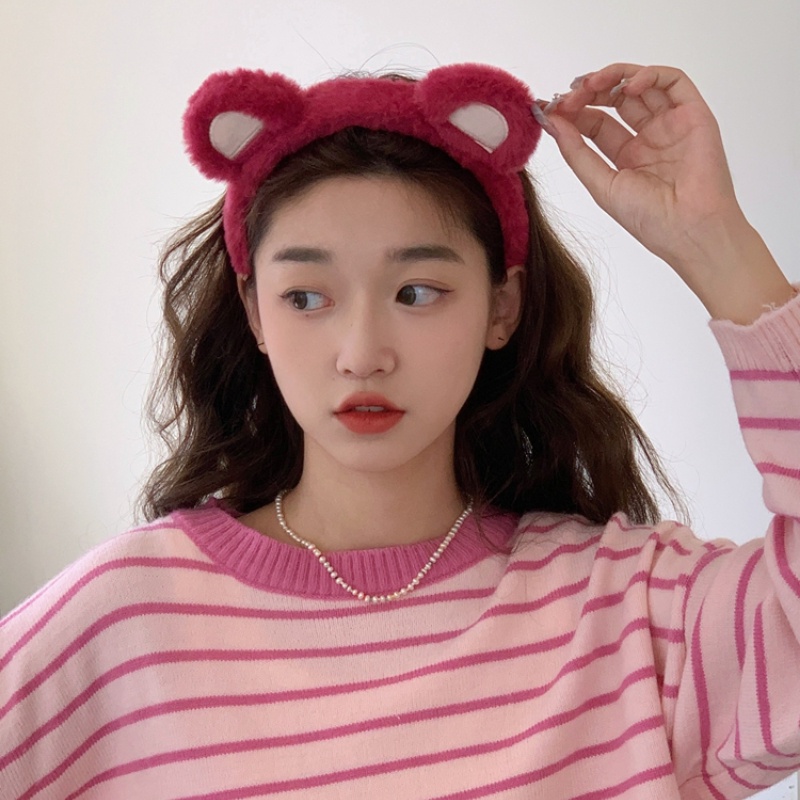 Băng Đô Cài Tóc Rửa Mặt Hình Gấu Hồng Dễ Thương Thời Trang Thu Đông Hàn Quốc 2022