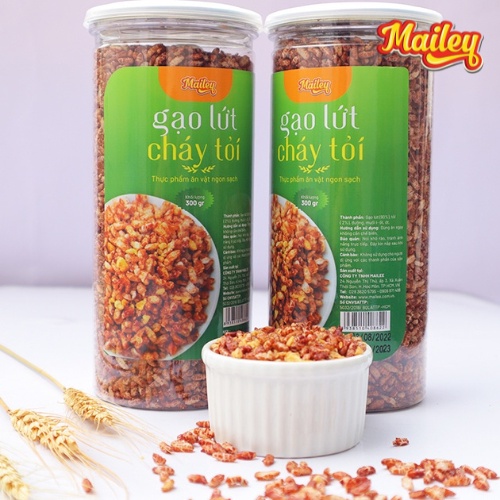 Gạo lứt giảm cân cháy tỏi ăn liền Mailey combo 3 hũ lớn 300G