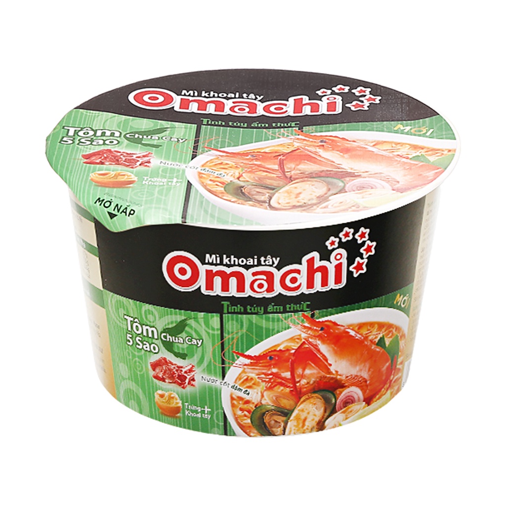 Mì khoai tây omachi 5 sao 3 vị tôm chua cay, sốt bò hầm, sườn hầm ngũ quả