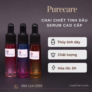 Combo 3 Chai thủy tinh grandient nắp bóp giọt 5ml 10ml cao cấp, chiết nước hoa, tinh dầu, 7 màu