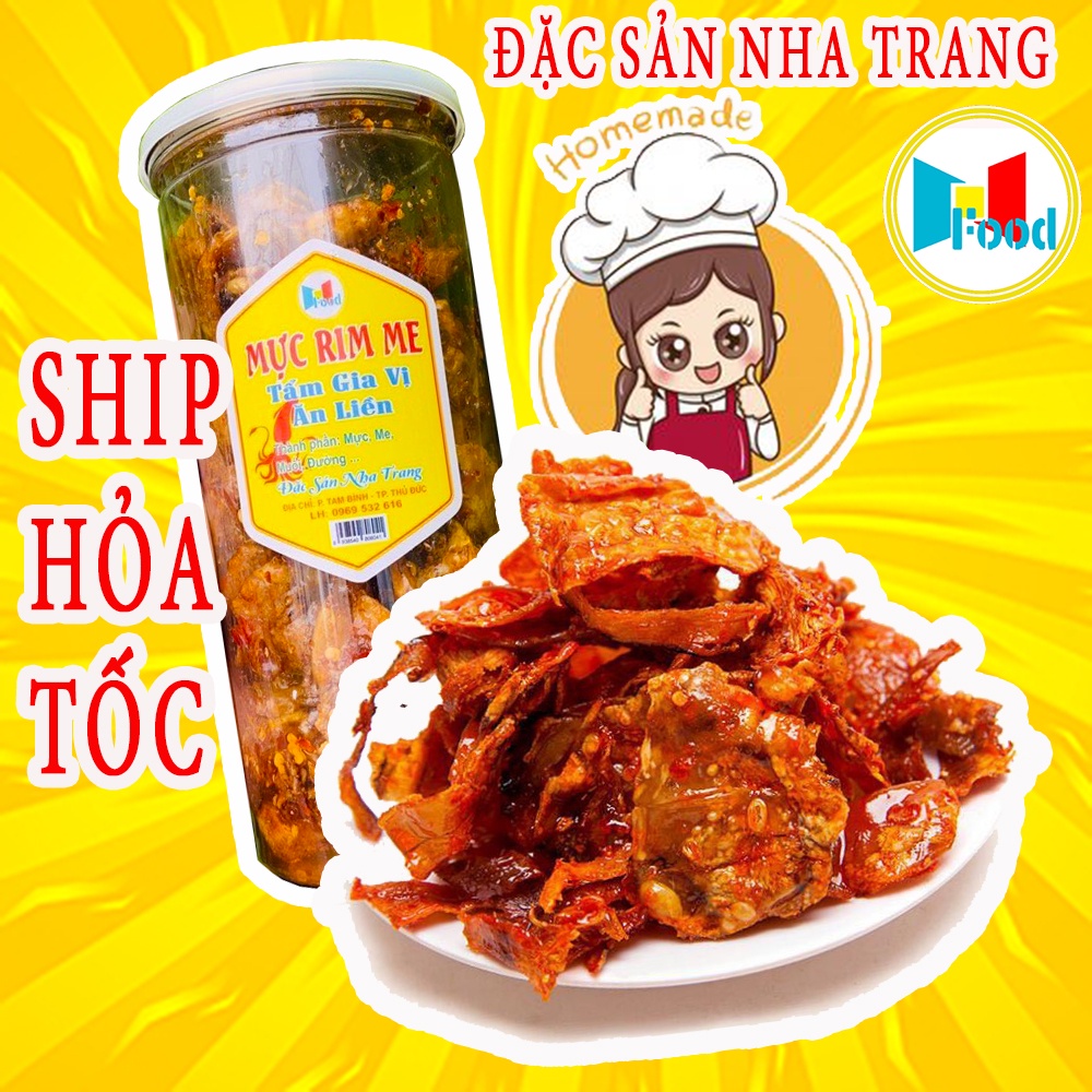 [ Lon 500.gram ] Mực Rim Me &amp; Mực Rim Sa tế - Đặc Sản Nha Trang - Hũ  Nắp Nhôm