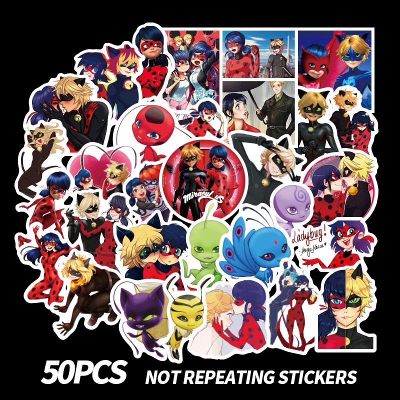 Bộ 50 Miếng Dán anime ladybug