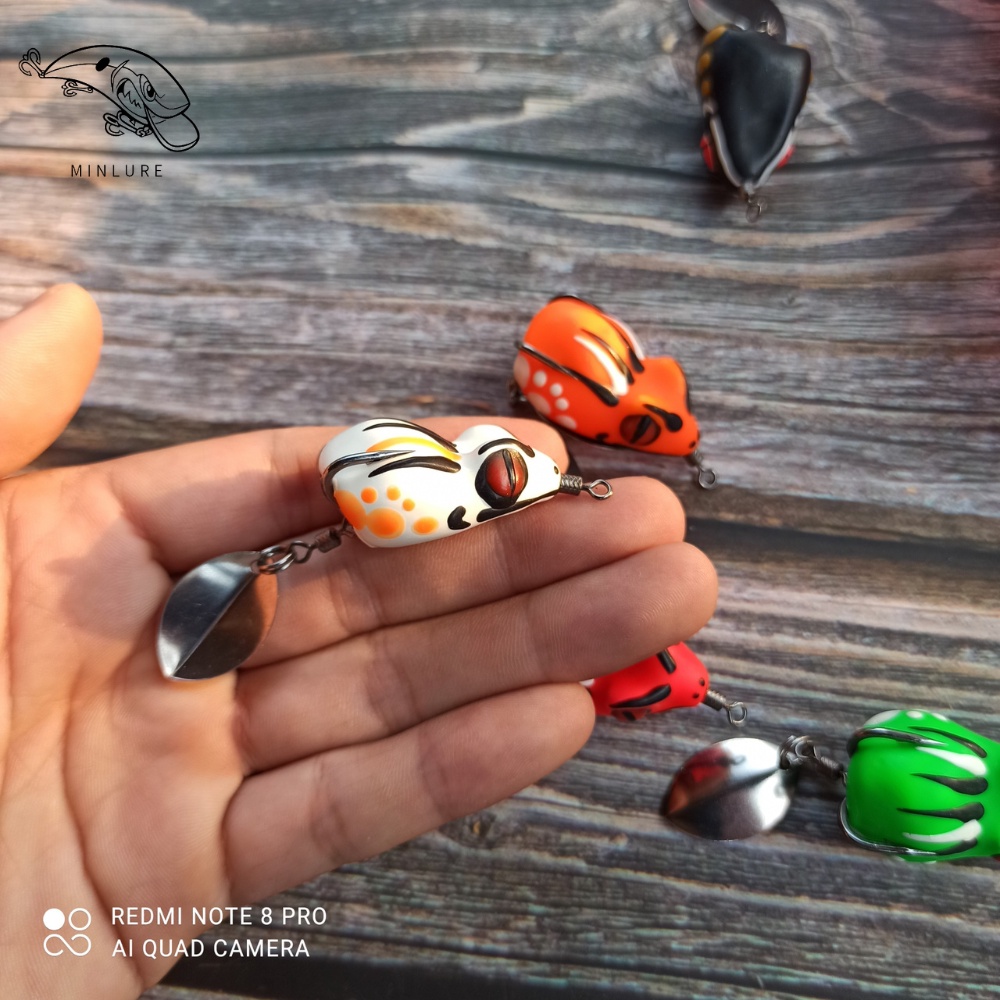 Mồi giả câu lure cá lóc nhái hơi Nhím Mini 3.5cm Minlure chuyên câu cá lóc ruộng đồng nước lũ câu cá lóc nhỏ