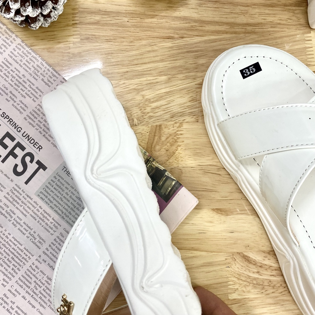 Dép cao gót đế cao su 4 phân WOMENSTYLE sang chảnh,đi chơi, đi làm LÙI 1 size 3 màu trắng, đen, hồng size 35-39 mã TD24
