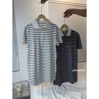 𝐒𝐭𝐫𝐢𝐩𝐩𝐞𝐝 𝐏𝐨𝐥𝐨 𝐃𝐫𝐞𝐬𝐬 - Đầm sọc phối cổ polo
