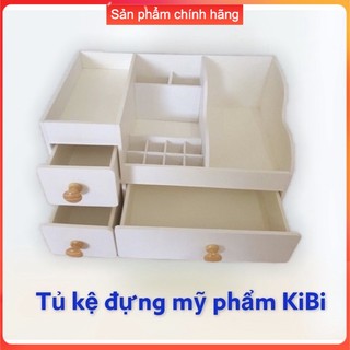 Kệ Đựng Mỹ Phẩm Size 35cm màu trắng núm gỗ
