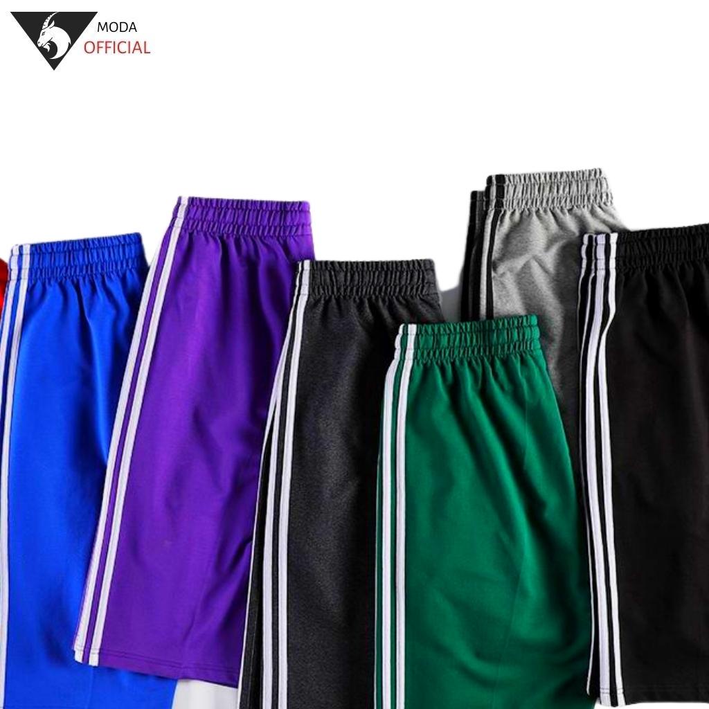 Quần Nam 3 Sọc Thun MODA -Quần Short Đùi Nam Vãi thun Thoáng Mát Màu Đa Đạng Giao Ngẫu Nhiên ONE SIZE DƯỚI 65KG