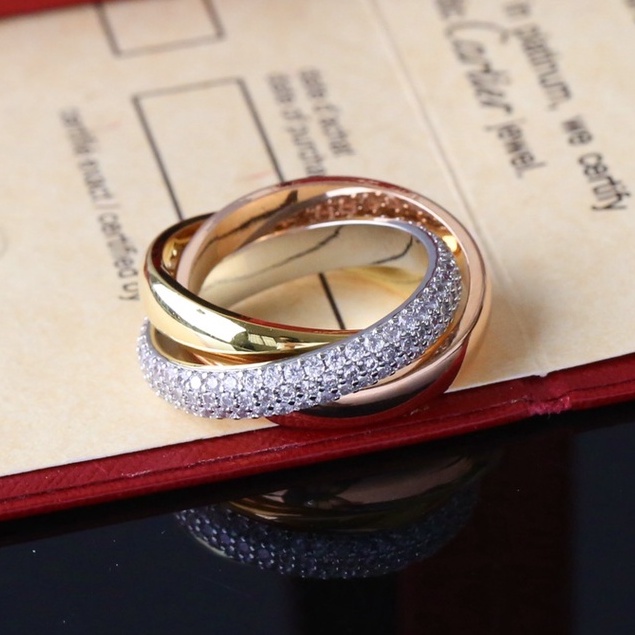 Nhẫn Mạ VàNg HồNg 18K ĐíNh Kim Cương Giả Cho CặP Đôi