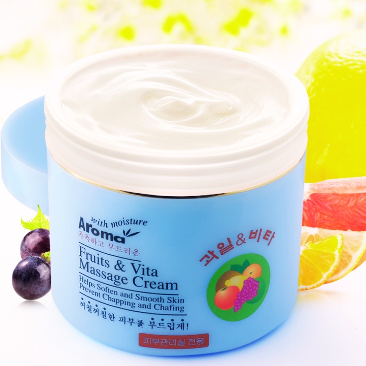 KEM MASSAGE TRÁI CÂY AROMA Fruits & Vita Masage Cream 480g Cung cấp vitamin, trắng da chống lão hóa