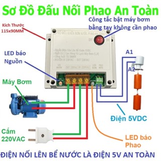 Bộ bơm nước lên bể phao an toàn kéo điện lên bể nước 5VDC relay an toàn