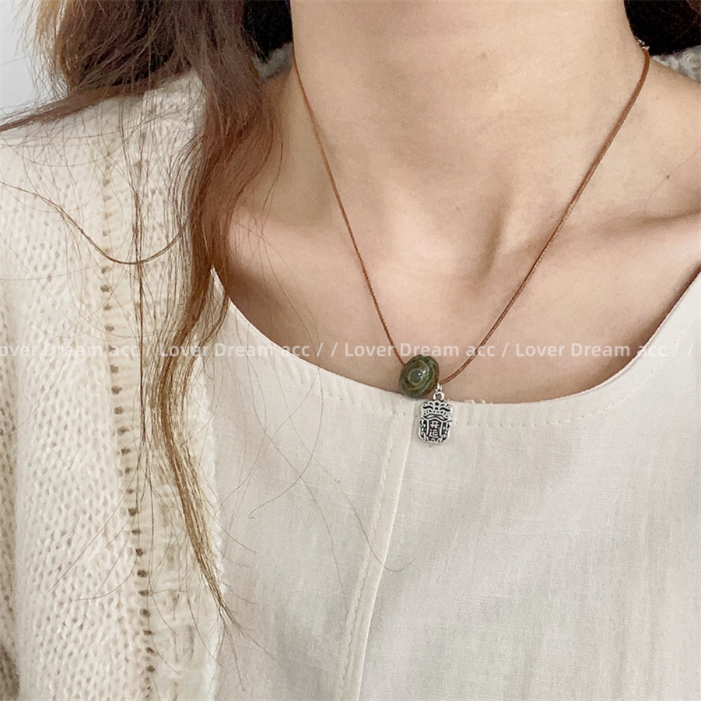 Vòng cổ Mặt Đá Mã Não Giả Phong Cách Trung Hoa Thời Trang Cho Nam Và Nữ