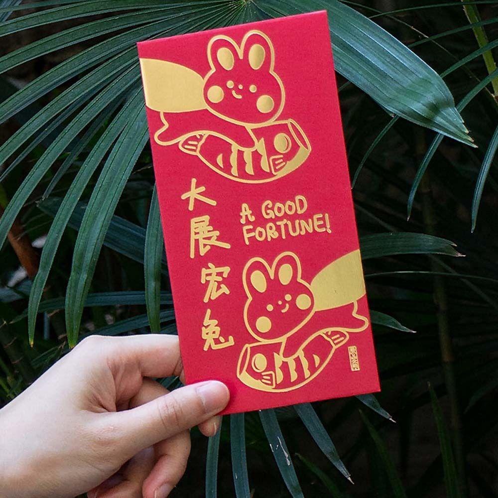 Thiệp Mời Màu Đỏ Hình Chữ Nhật Họa Tiết Hoạt Hình Thời Trang Mùa Xuân 2023