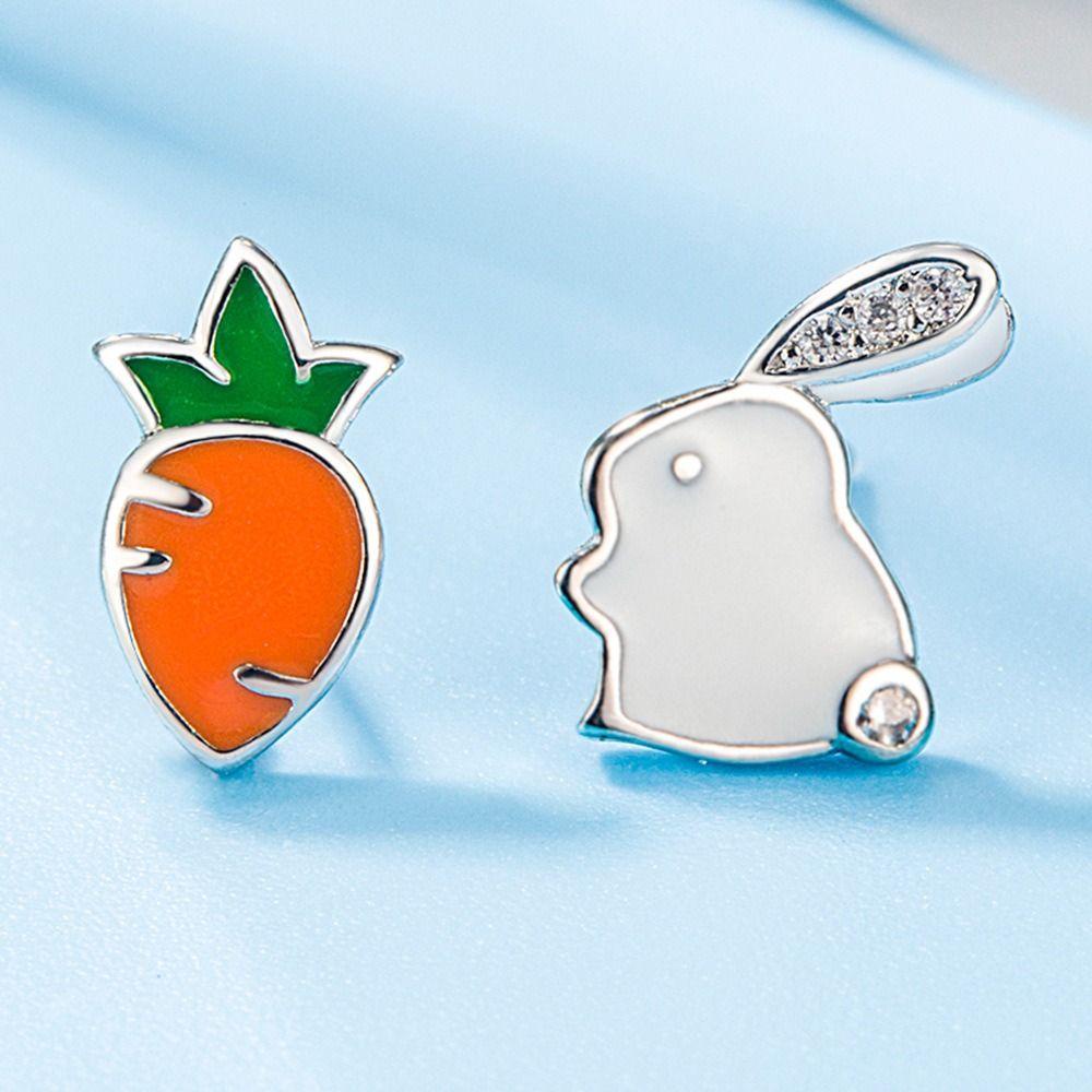 Bông Tai Hình Thỏ Mắt Mèo Tráng Men Sang Trọng Cá Tính|Khuyên Tai Phong Cách Vintage Ngọt Ngào