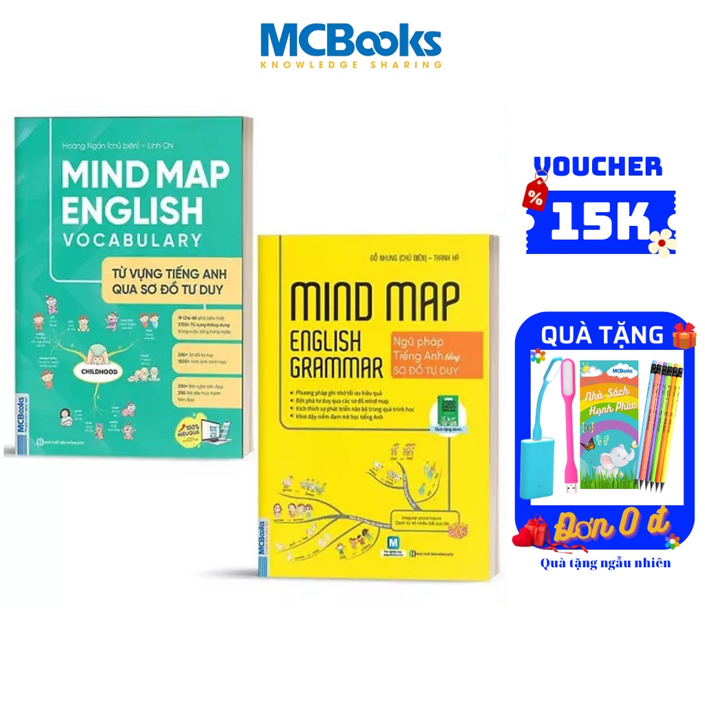 Sách - Combo Mindmap English Grammar và Mindmap English Vocabulary - Học Kèm App Online