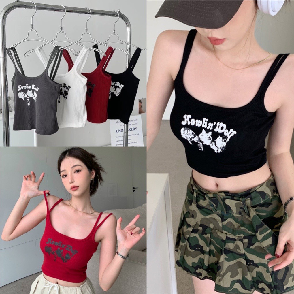 Áo Bra Nữ 2 Dây Kép In Chữ Mút Liền Cá Tính Siêu Hot 6603