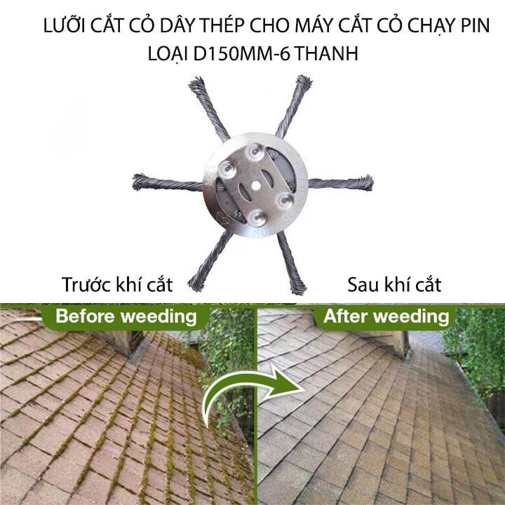 Phụ kiện lưỡi cắt cỏ tận gốc dùng cho máy cắt cỏ chạy pin, loại 6 dây-D150mm