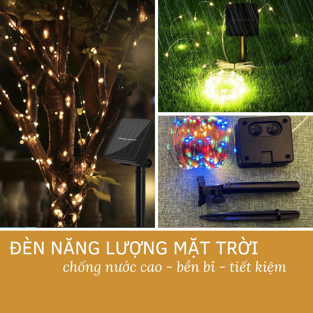 Dây Đèn Trang Trí Ngoài Trời, Dây Đèn Led Năng Lượng Mặt Trời, Đèn Nháy Sân Vườn Chống Nước