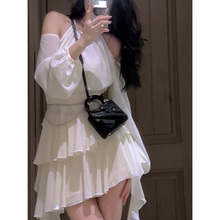 Đầm Ngắn Tay Dài Màu Trơn Thời Trang Mùa Thu Hàn Quốc 2022 Dành Cho Nữ