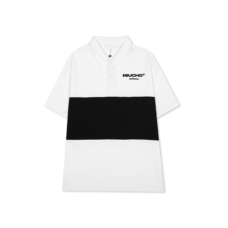 Áo thun polo nam form rộng có cổ Miucho PP001 phối 2 màu chất vải cotton co giãn in localbrand