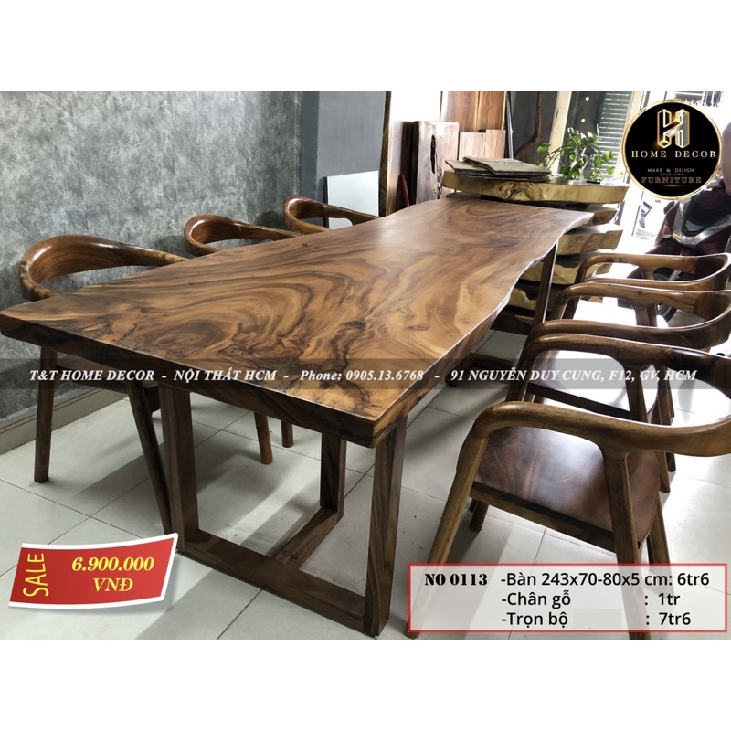 Bàn ăn gia đình gỗ me tây ( giá chưa bao gồm ghế)