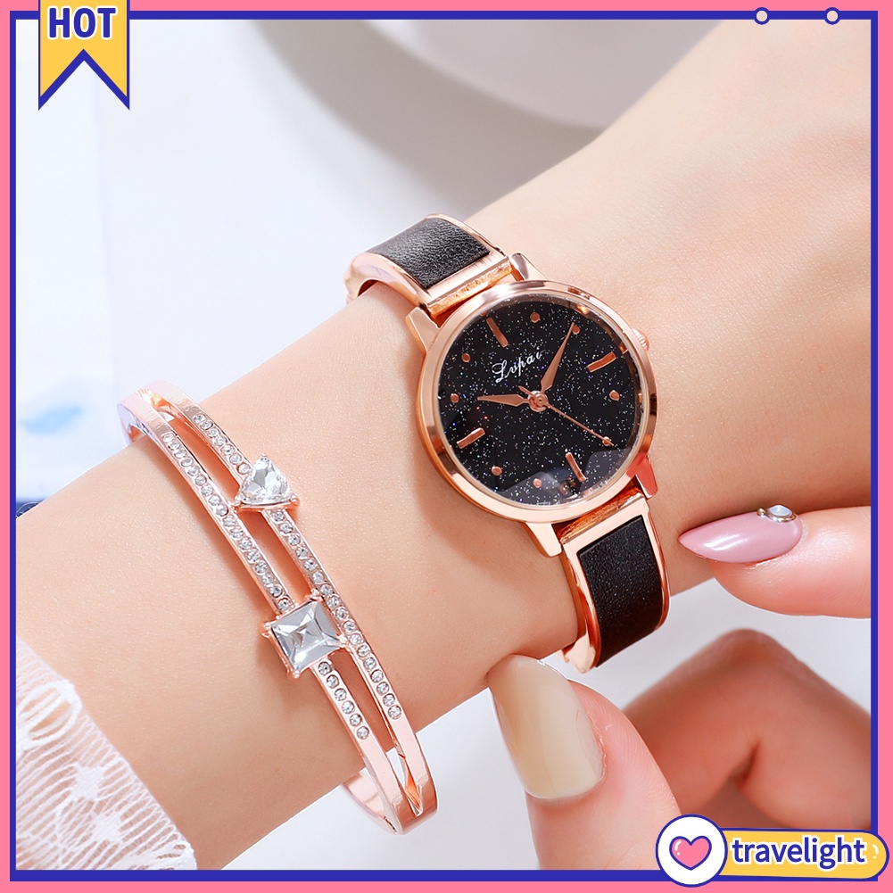 Bộ Đồng Hồ Lvpai p1151 Hình Ngôi Sao Gợn Sóng Nước Dành Cho Nữ