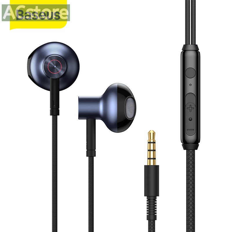 Tai nghe có dây giắc cắm 3.5mm Baseus H19 âm thanh vòm 6D cao cấp Chính hãng- HSHOP