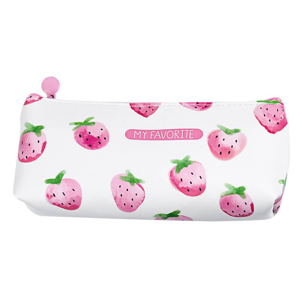 Bóp Viết Da PU Hình Trái Dâu Phối Khóa Kéo Xinh Xắn Cho Bé