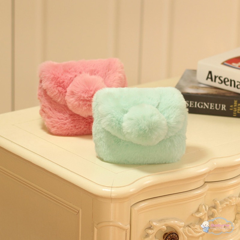 Túi Đeo Chéo Đính Quả Bông Dễ Thương Cho Bé Gái