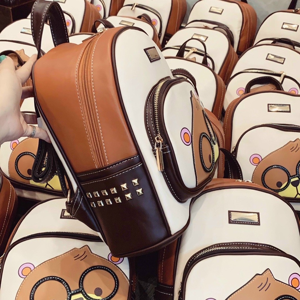 Balo da nữ dễ thương hình gấu đeo kính mẫu mới thời trang giá rẻ DIOMI