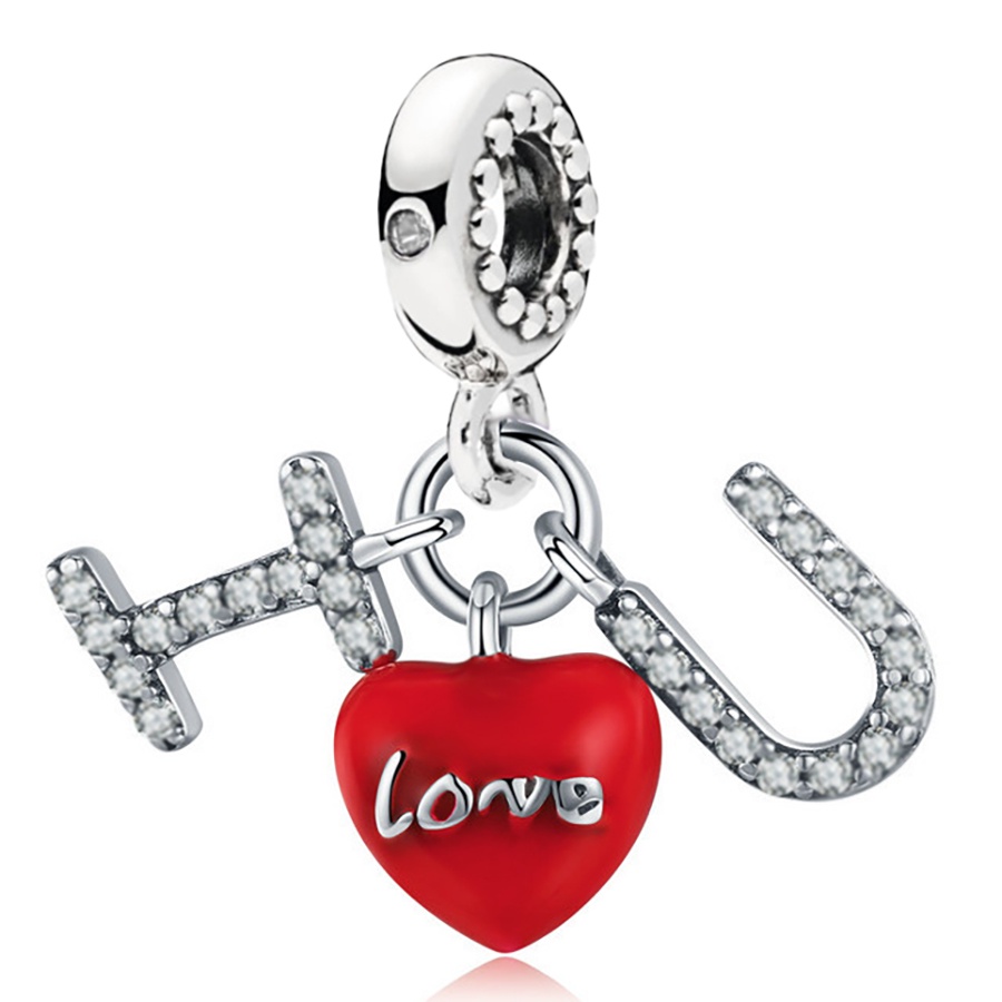 Hạt Charm Màu Đỏ / Bạc Hình Trái Táo Dùng Làm Trang Sức DIY