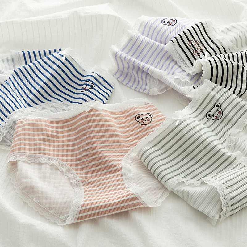 Quần Lót Nữ Cotton Cao Cấp, Quần Lót Nữ Gấu Sọc Ngang ZANA BRA L167